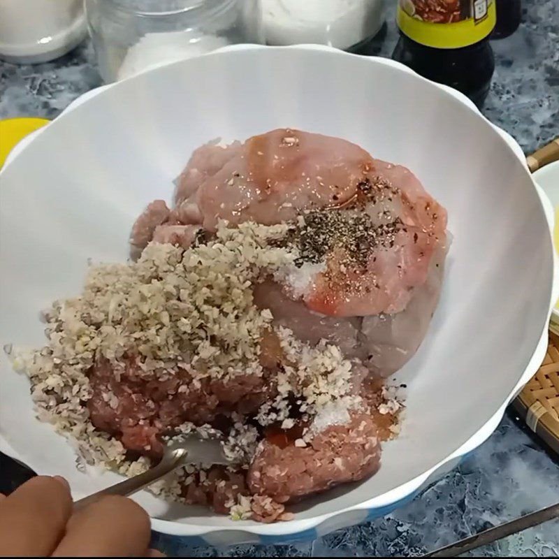 Step 2 Seasoning the filling Fish spring rolls