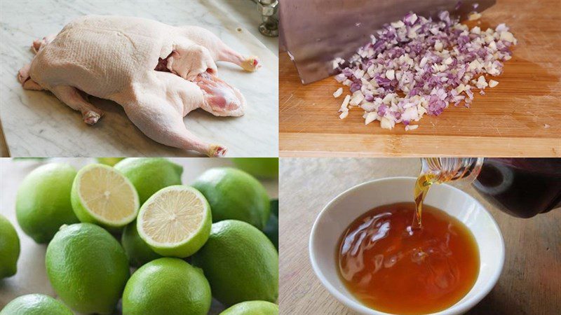 Ingredients for sweet and sour stir-fried duck dish