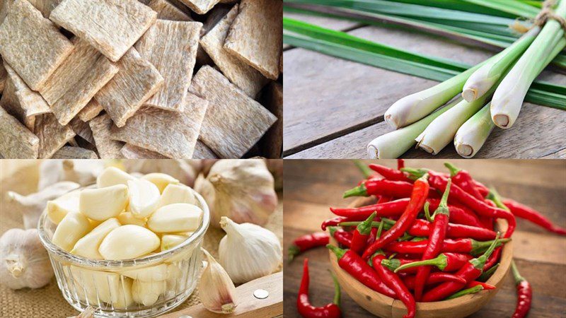 Ingredients for fried vegetarian spare ribs with lemongrass and chili