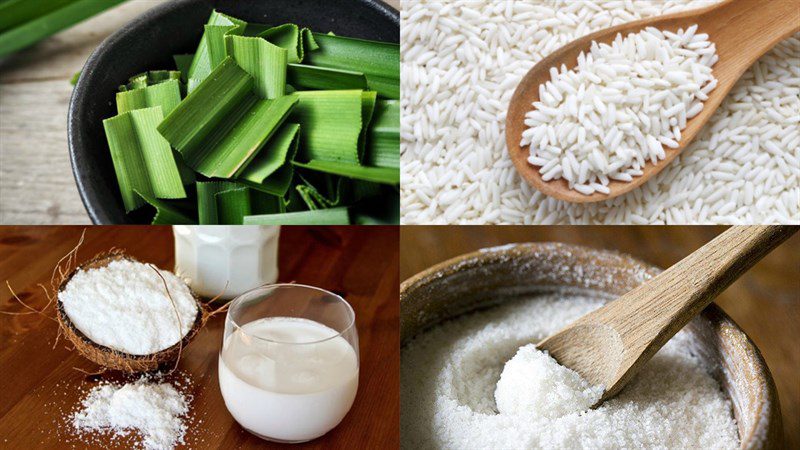Ingredients for purple sticky rice dish