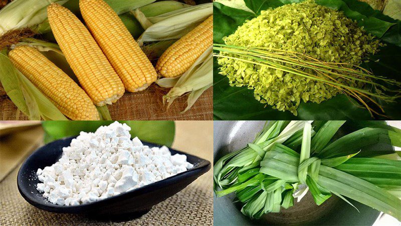 Ingredients for corn sweet soup (corn) sticky rice