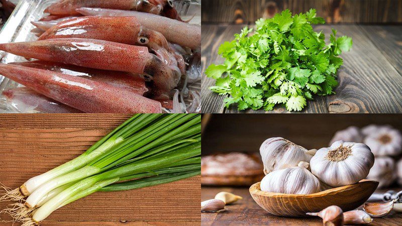 Ingredients for steamed squid with scallion