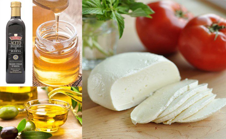 Ingredients for caprese salad dish