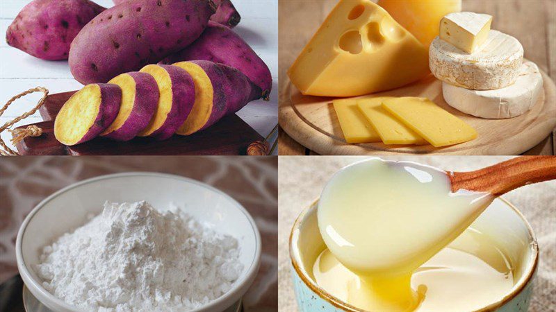 Ingredients for sweet potato cake with cheese using an air fryer