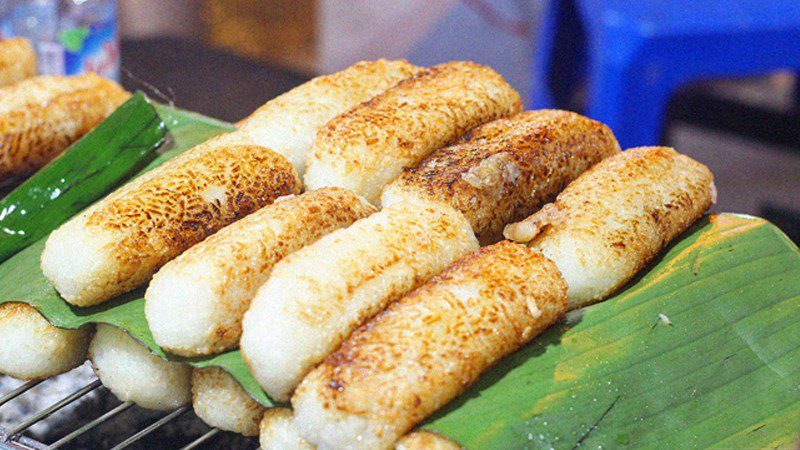 Grilled sticky rice banana