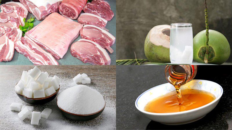 Ingredients for coconut braised pork dish