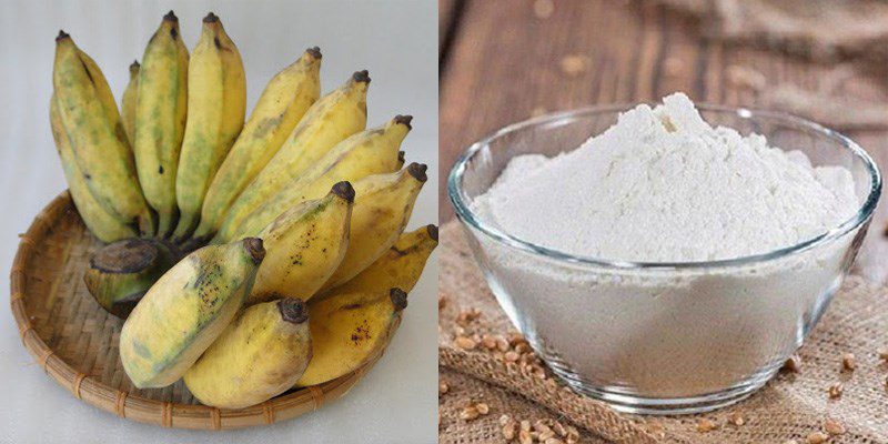 Ingredients for fried banana cake