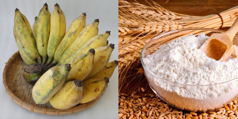 Ingredients for crispy fried banana cake