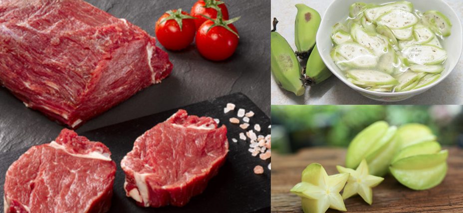 Ingredients for Beef Salad with Green Banana