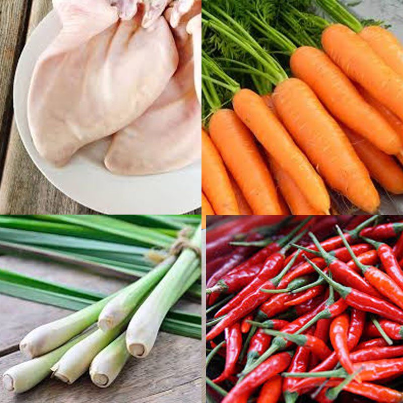 Ingredients for the dish 3 ways to make sweet and sour pickled pork ears