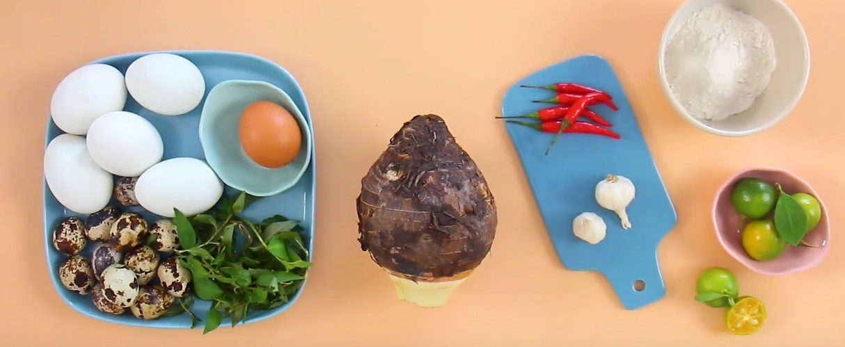 Ingredients for 3 dishes made from fertilized duck eggs