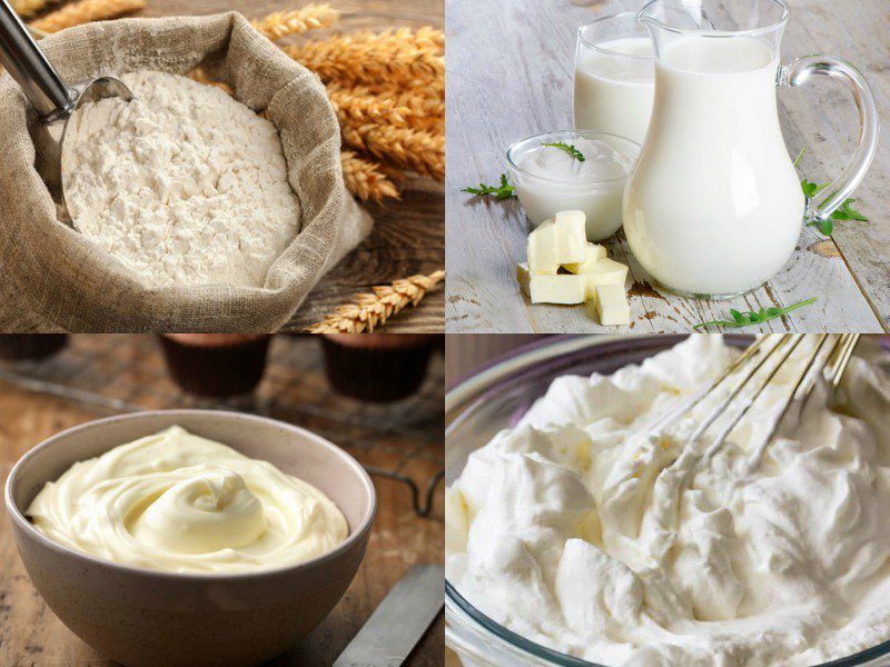 Ingredients for pork floss bread with cheese filling