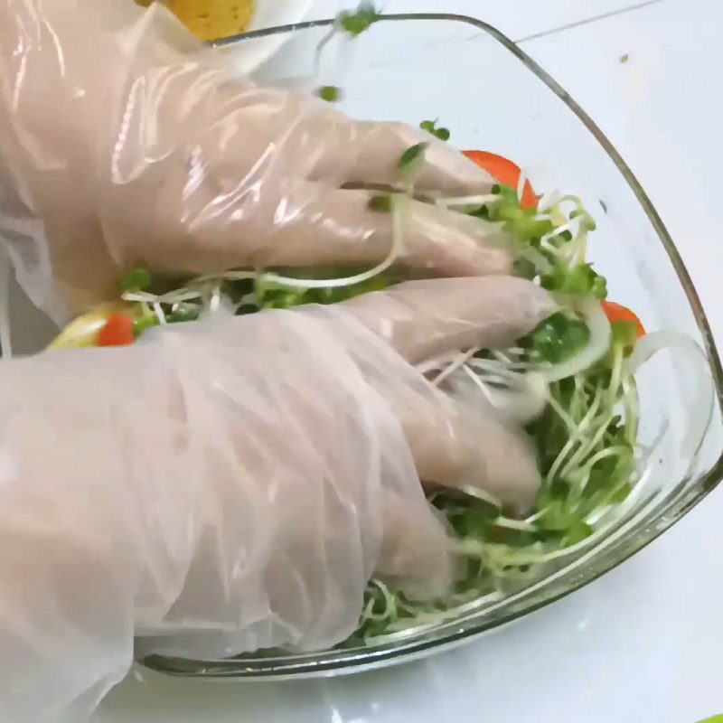 Step 3 Mixing Sprouts Sprouts mixed with oil and vinegar