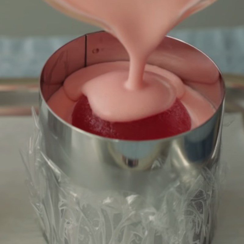 Step 6 Pouring the Watermelon cream cheese into the mold Watermelon Cheesecake