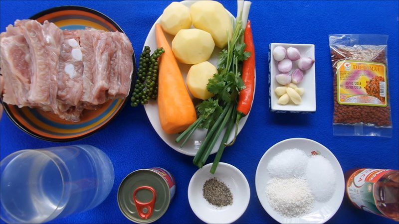 Ingredients for canned sardines with tender ribs