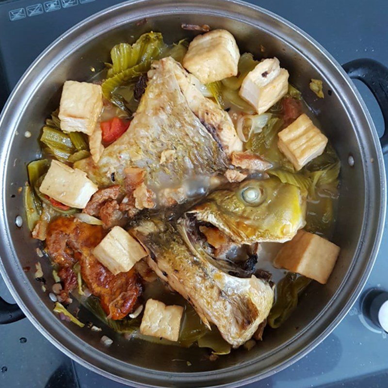 Step 4 Stewing Carp with Pickled Mustard Greens Carp Stewed with Pickled Mustard Greens