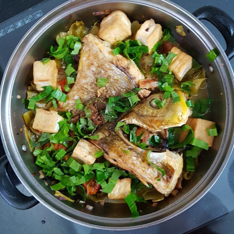 Step 4 Stewing Carp with Pickled Mustard Greens Carp Stewed with Pickled Mustard Greens