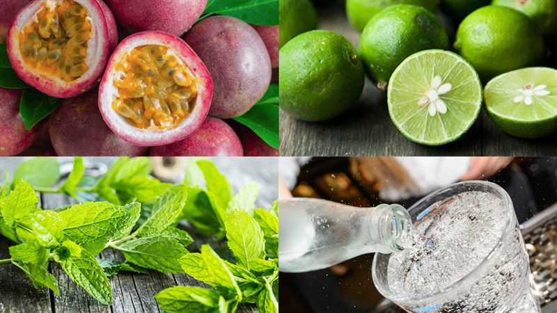 Ingredients for passion fruit mojito