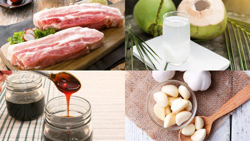 Ingredients for braised pork with coconut water