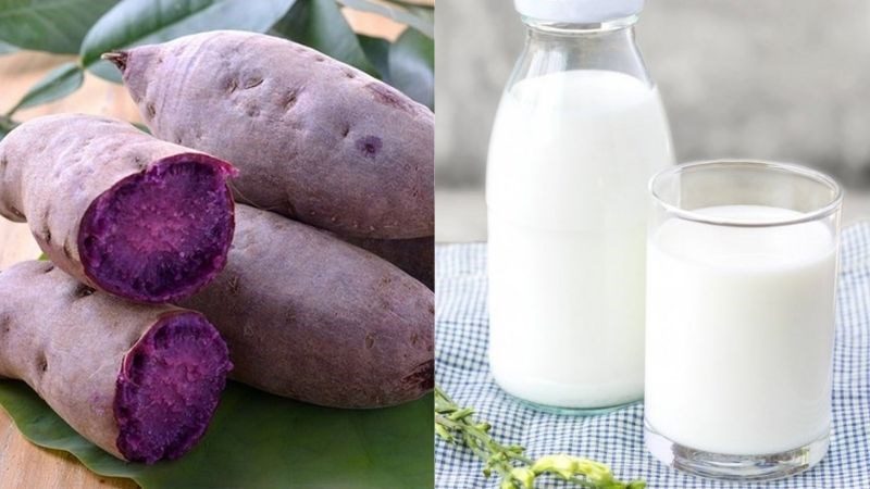 Ingredients for purple sweet potato smoothie