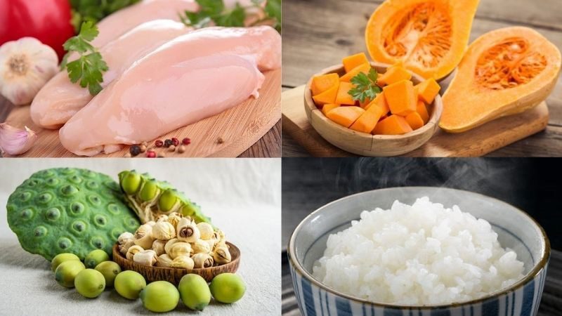 Ingredients for pumpkin chicken porridge