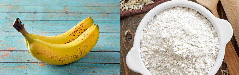 Ingredients for steamed banana cake with glutinous rice flour