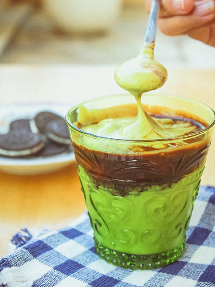 Fresh milk, avocado, and chocolate smoothie