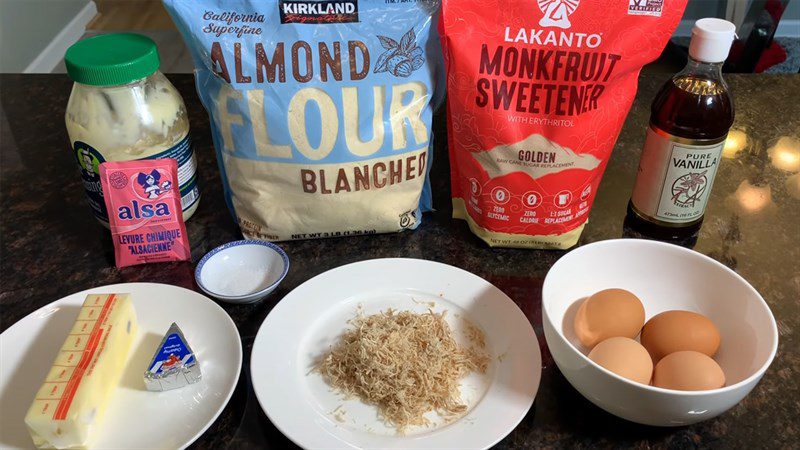 Ingredients for keto salted egg sponge cake