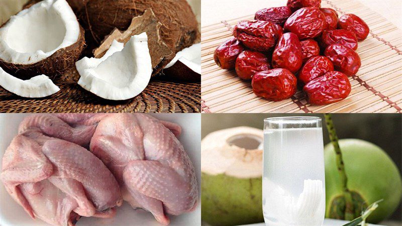 Ingredients for pigeon stewed in coconut water