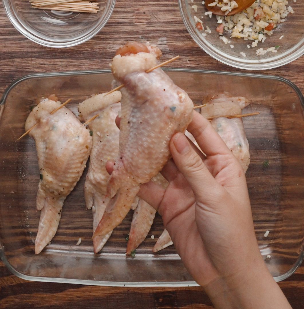 Step 4 Stuff rice into chicken wings Stuffed chicken wings with fried rice