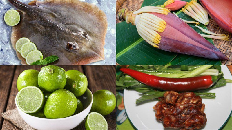 Ingredients for sweet and sour stingray soup