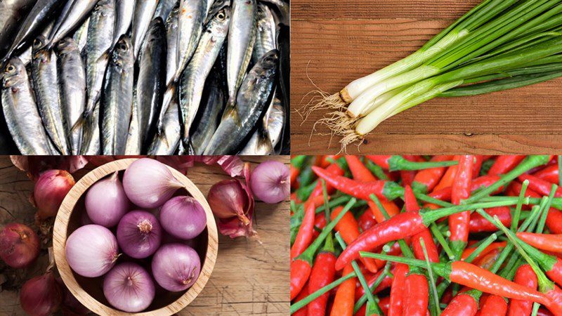 Ingredients for braised mackerel dish