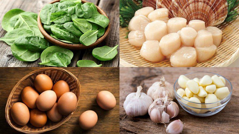 Ingredients for the dish 4 ways to make stir-fried spinach