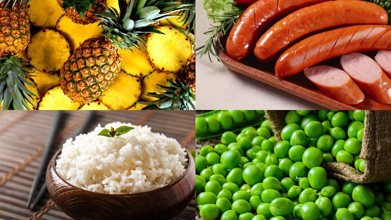 Ingredients for pineapple fried rice