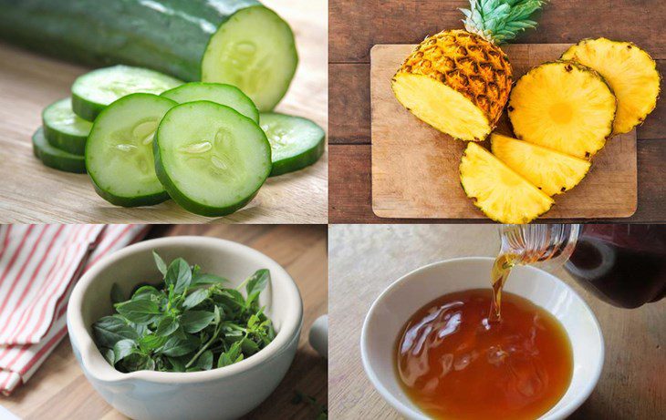 Ingredients for cucumber and pineapple salad