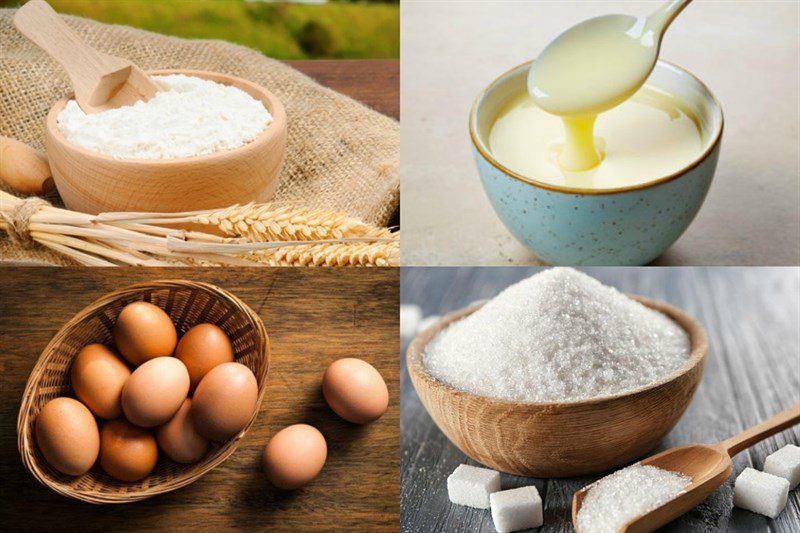 Ingredients for the dish 2 ways to make fried and steamed wheat flour cake