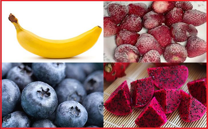 ingredients for banana, purple dragon fruit smoothie