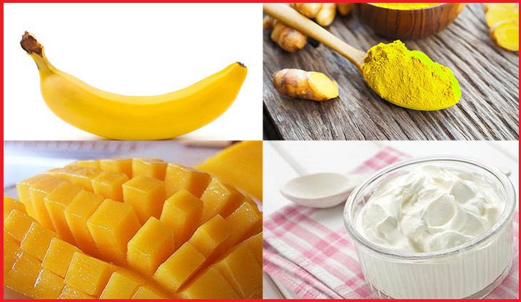 ingredients for banana, turmeric smoothie