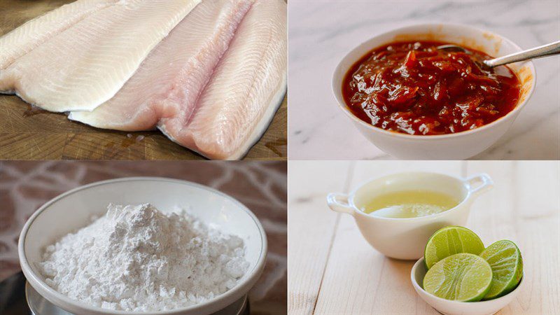 Ingredients for crispy barramundi with lemon and plum sauce