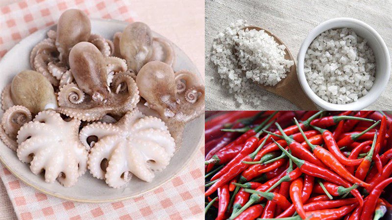 Ingredients for spicy salted octopus and spicy sauce octopus