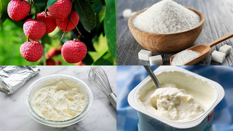 Ingredients for lychee ice cream