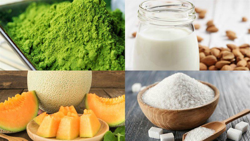 Ingredients for the dish 3 ways to make matcha smoothie