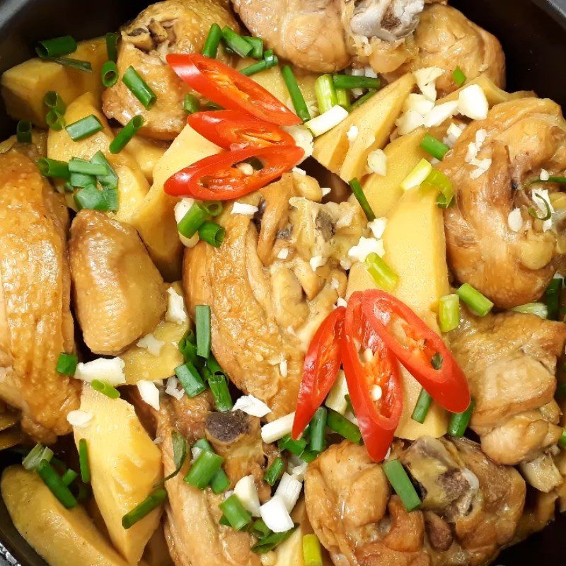 Step 4 Final product Chicken braised with fresh bamboo shoots