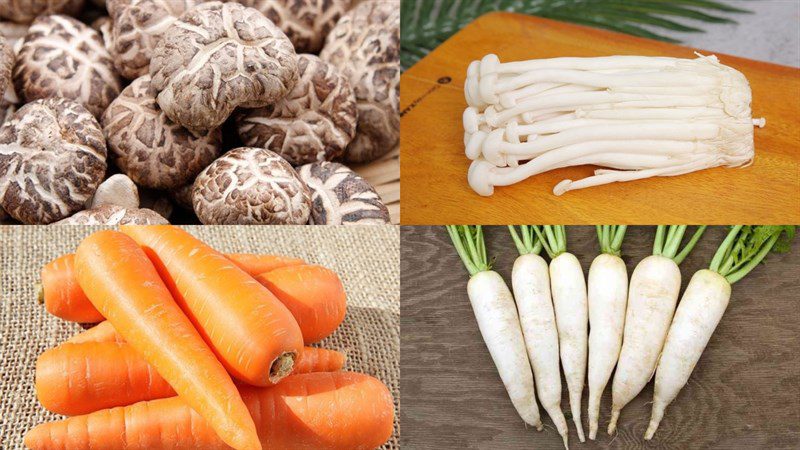 Ingredients for mixed vegetarian noodle dish