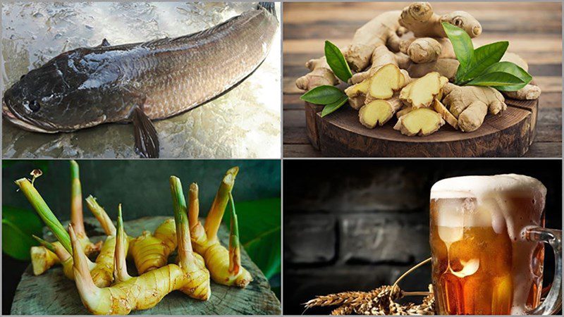 Ingredients for steamed snakehead fish (barramundi)