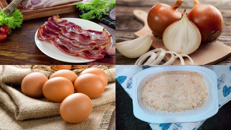 Ingredients for crispy fried bacon wrapped with onion using an air fryer