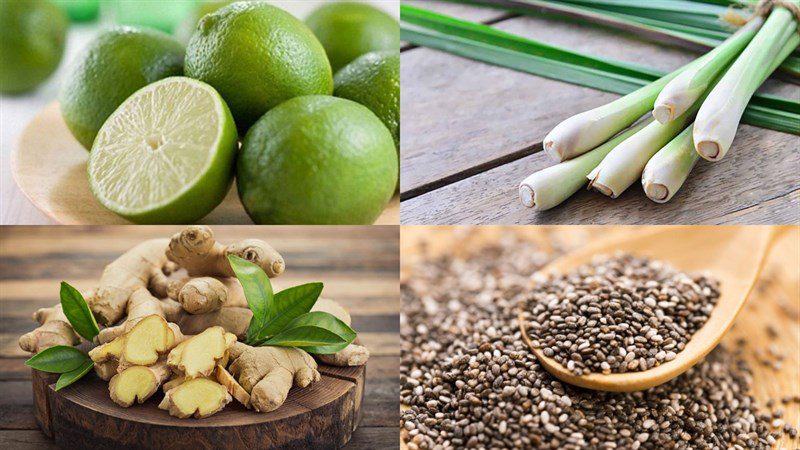 Ingredients for lemongrass ginger lemonade