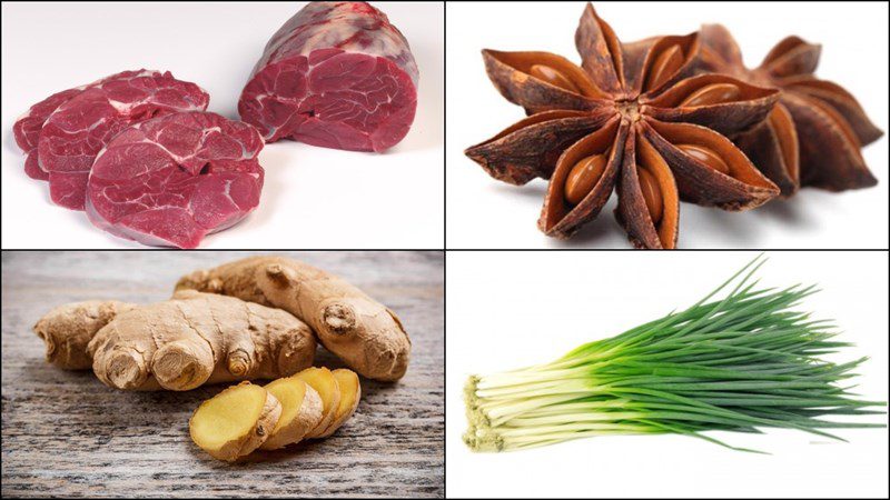 Ingredients for boiled beef shank dish