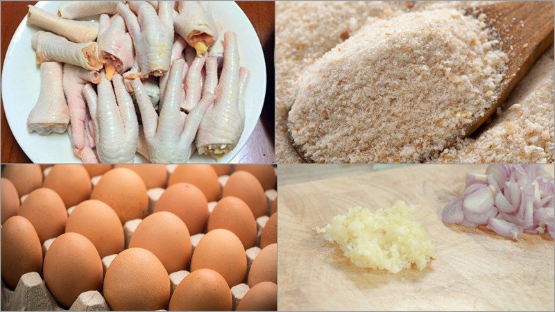 Ingredients for the dish 2 ways to make crispy and crunchy fried chicken feet