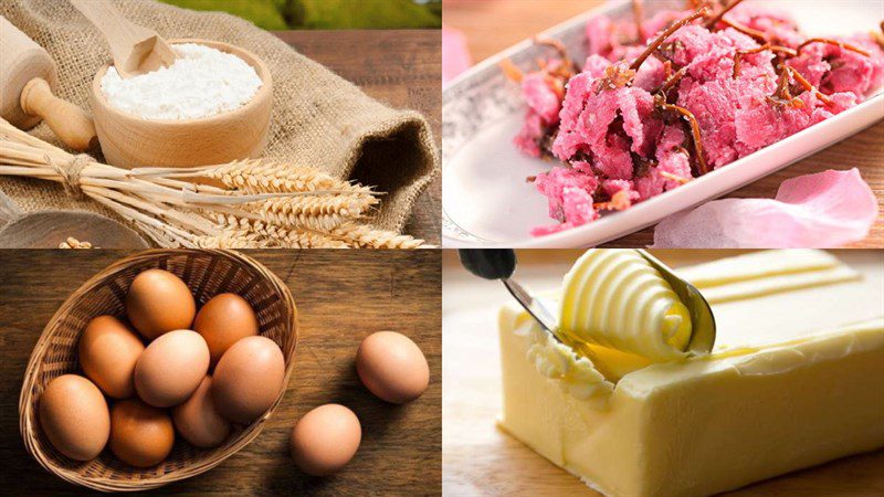 Ingredients for cherry blossom cookie dish